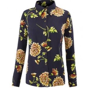 Cabi navy floral blouse